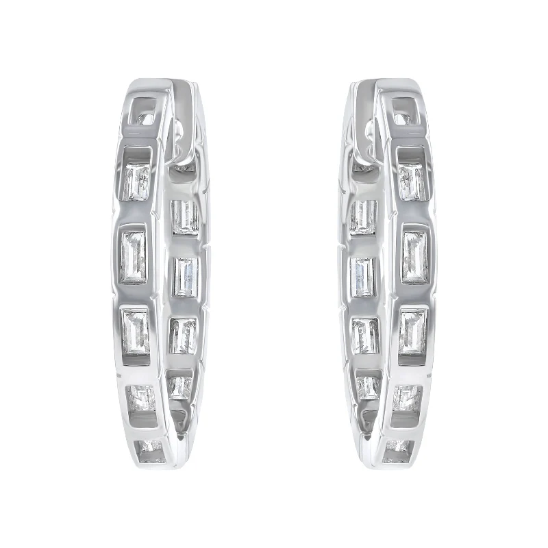 1.5 Carat Inside-Out Baguette Diamond Hoops - Sterling Silver | VS Clarity Lab Diamonds - Image 3