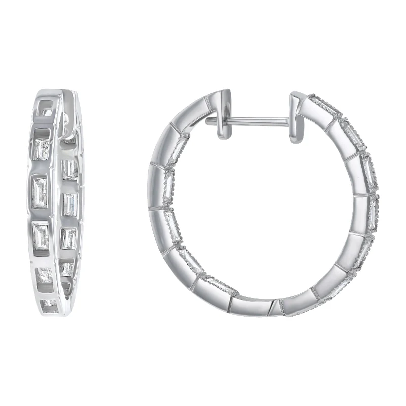 1.5 Carat Inside-Out Baguette Diamond Hoops - Sterling Silver | VS Clarity Lab Diamonds - Image 4