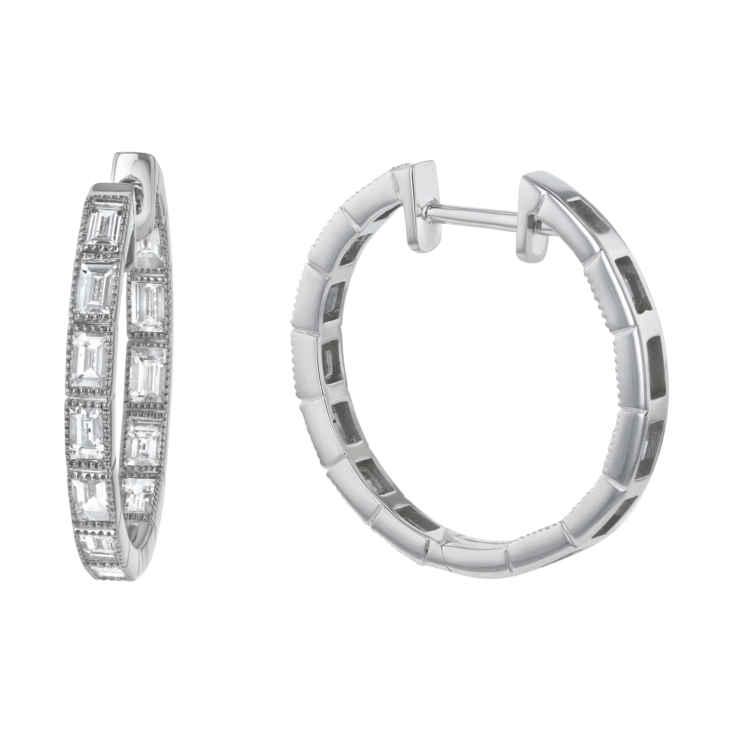 1.5 Carat Inside-Out Baguette Diamond Hoops - 14K Gold | VS Clarity Lab Grown Diamonds - Image 3