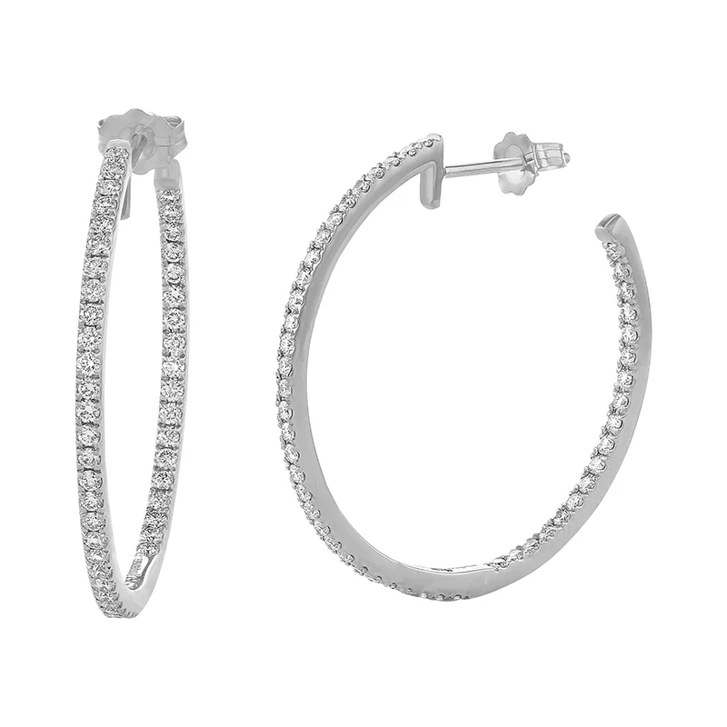 Diamond Hoop Earrings - Sterling Silver | VS Clarity Lab Diamonds - Image 4