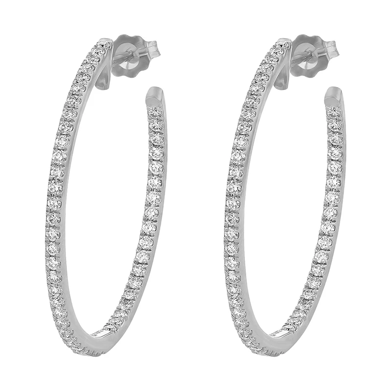 Diamond Hoop Earrings - Sterling Silver | VS Clarity Lab Diamonds - Image 6