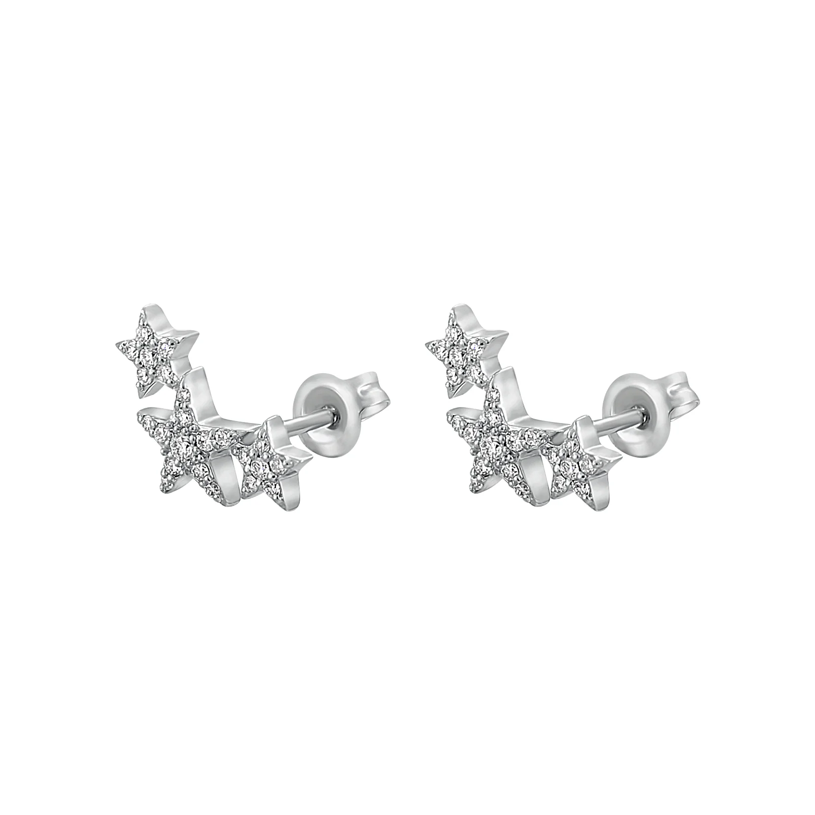 Three Stars Diamond Stud Earrings - 14K Gold | VS Clarity Lab Grown Diamonds - Image 4