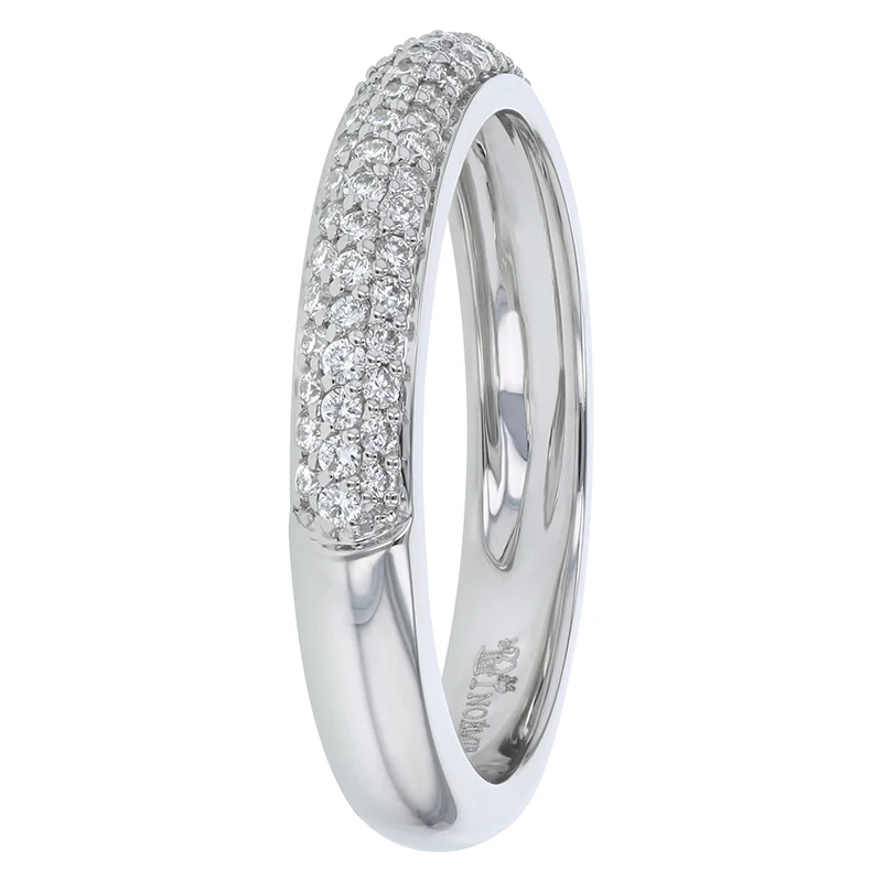 3 Row Pavé White Diamond Half Band - 18K Gold | VS Clarity - Image 10