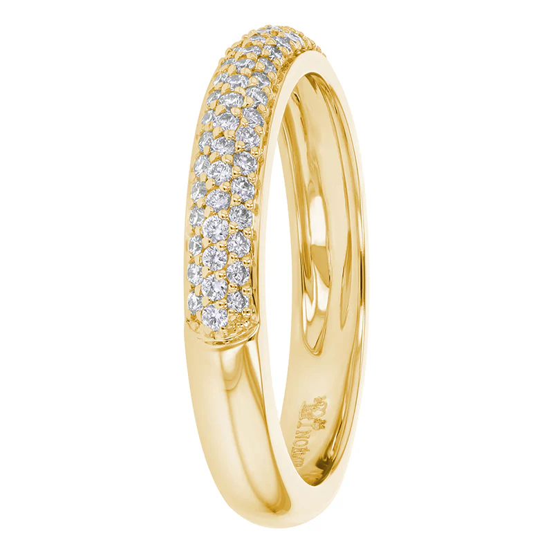 3 Row Pavé White Diamond Half Band - 18K Gold | VS Clarity - Image 11