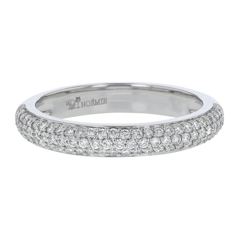 3 Row Pavé White Diamond Half Band - 18K Gold | VS Clarity - Image 3