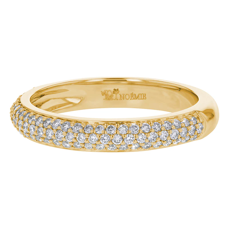 3 Row Pavé White Diamond Half Band - 18K Gold | VS Clarity - Image 4