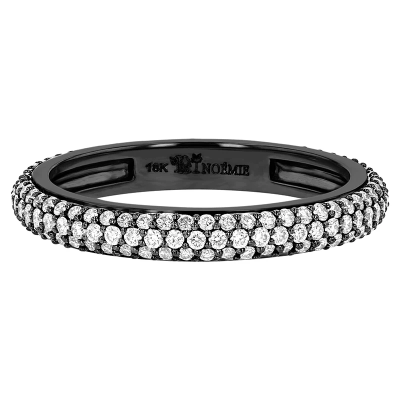 3 Row Pavé White Diamond Half Band - 18K Gold | VS Clarity - Image 5