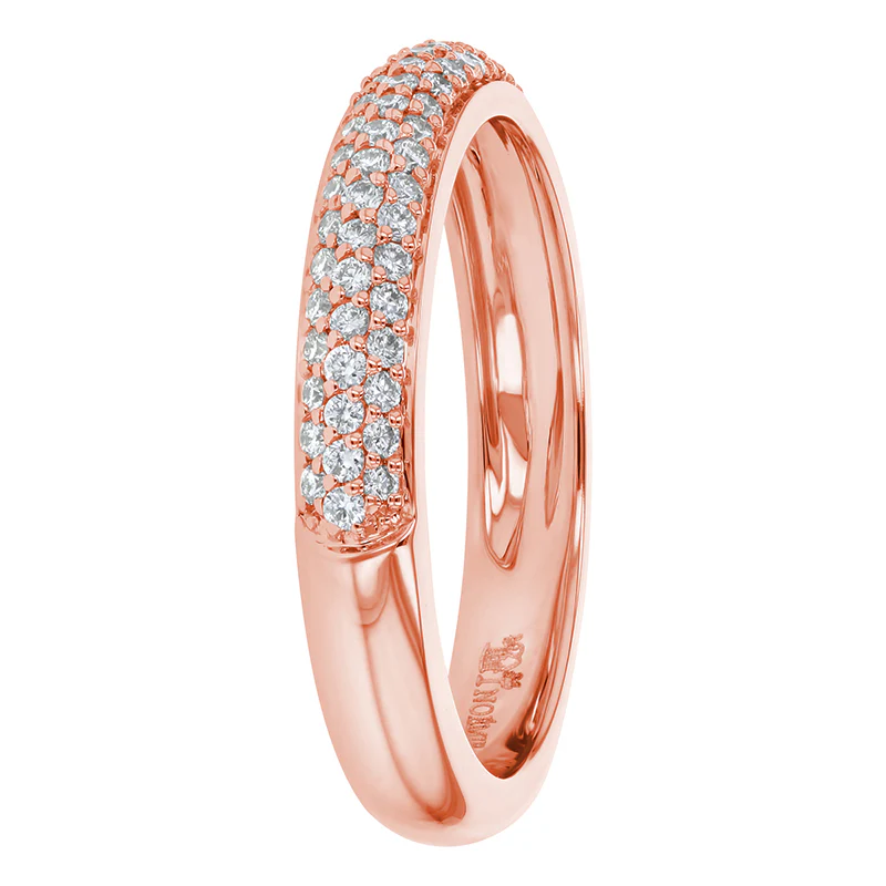 3 Row Pavé White Diamond Half Band - 18K Gold | VS Clarity - Image 9