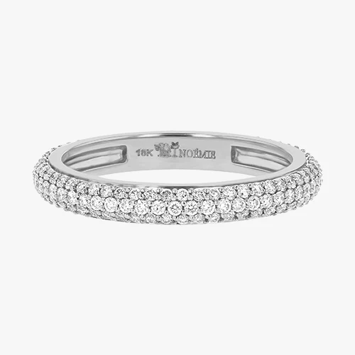 3 Row Pavé White Diamond Ring - 18K Gold | VS Clarity - Image 3