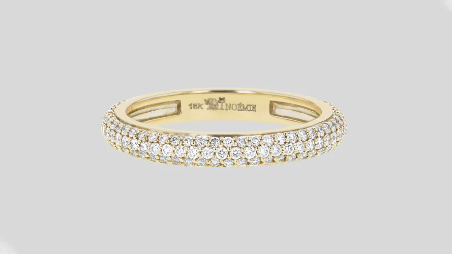 3 Row Pavé White Diamond Ring - 18K Gold | VS Clarity - Image 4