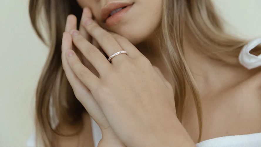 3 Row Pavé White Diamond Ring - 18K Gold | VS Clarity - Image 7