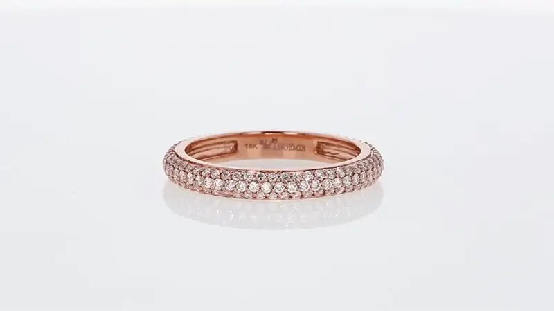 3 Row Pavé White Diamond Ring - 18K Gold | VS Clarity - Image 8