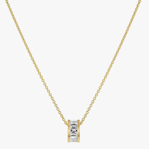 Baguette Diamond Loop Pendant - 18K Gold | VS Clarity - Image 3