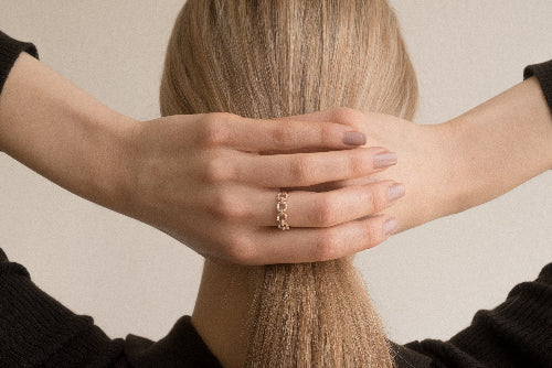 Diamond Chain Link Ring - 18K Gold | VS Clarity - Image 6