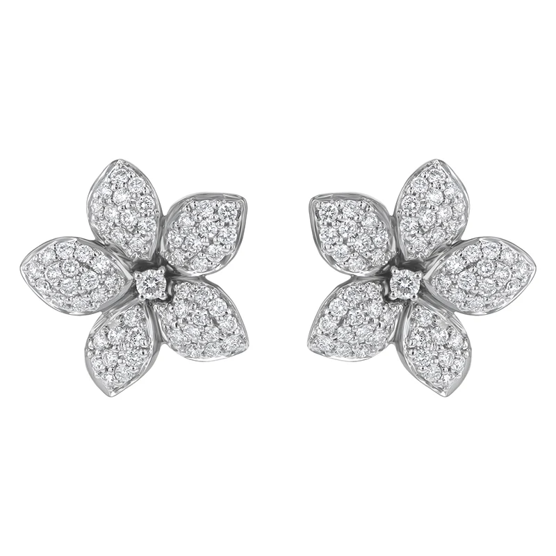 Diamond Flower Petal Earrings - 14K Gold | VS Clarity Lab Grown Diamonds - Image 3