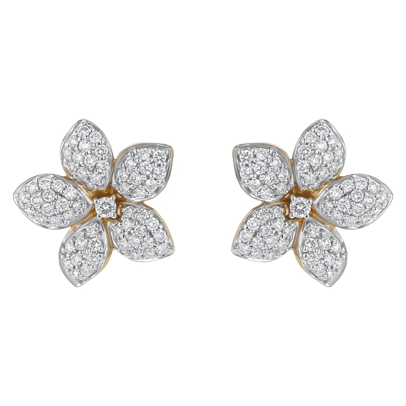 Diamond Flower Petal Earrings - 14K Gold | VS Clarity Lab Grown Diamonds - Image 4