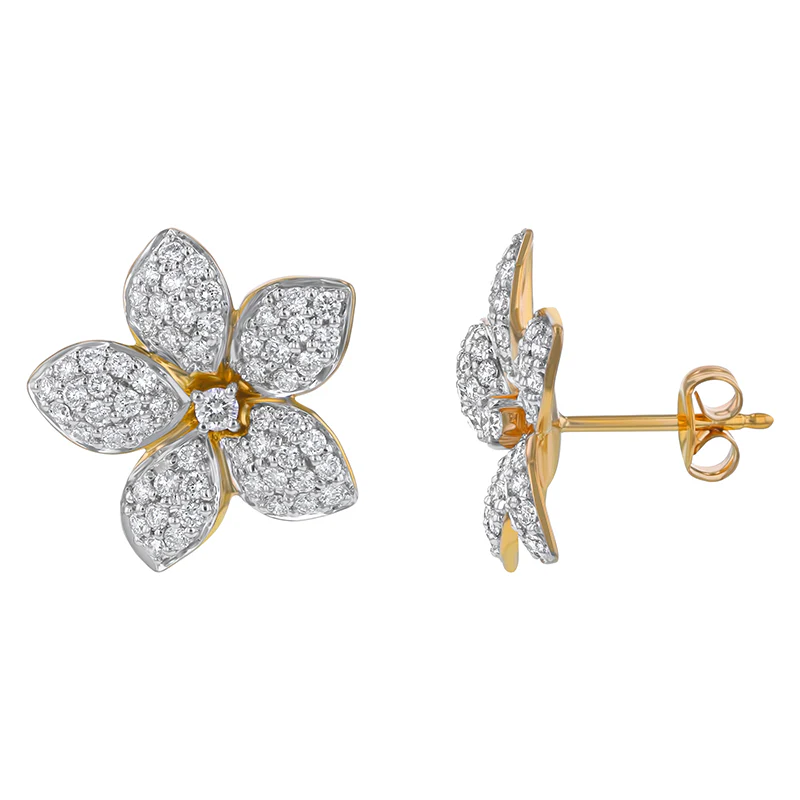 Diamond Flower Petal Earrings - 14K Gold | VS Clarity Lab Grown Diamonds - Image 6