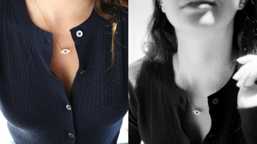 Evil Eye Diamond Necklace - 18K Gold | VS Clarity - Image 3