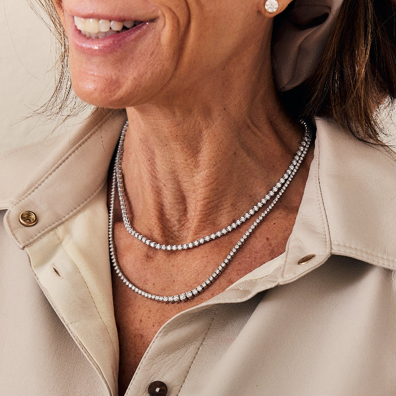 Graduated Diamond Tennis Necklace - 14K Gold | VS Clarity Lab Grown Diamonds - Image 3