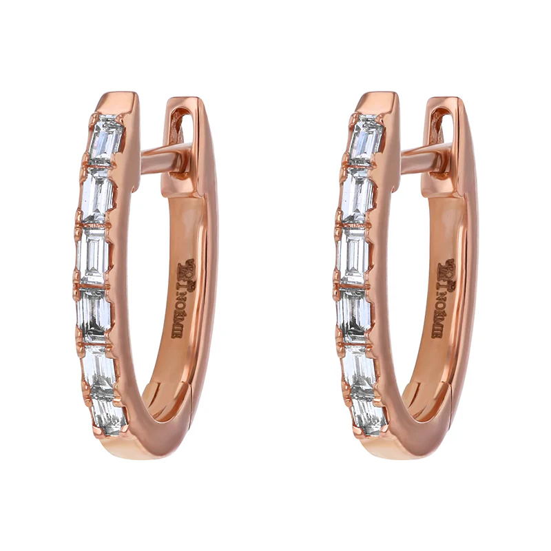 Huggie Baguette Earrings - 18K Gold | VS Clarity - Image 3