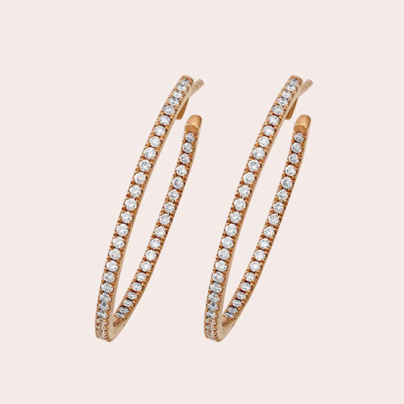 2 Carat Diamond Hoop Earrings - 18K Gold | VS Clarity - Image 3