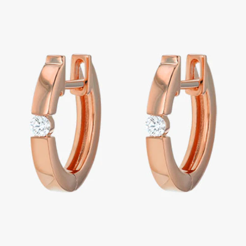 Single Stone Huggies - 18K Gold | VS Clarity - Image 3