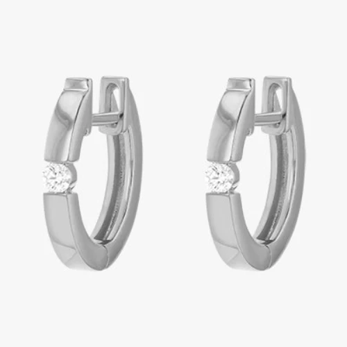 Single Stone Huggies - 18K Gold | VS Clarity - Image 4