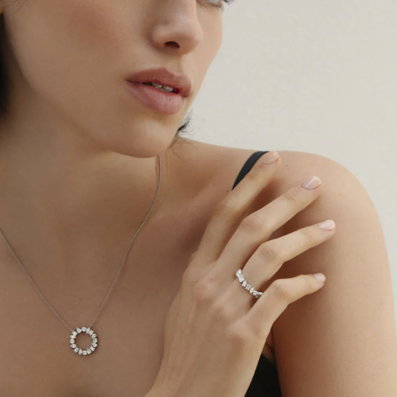 Half Eternity Multi Shape Diamond Ring - 14K Gold | VS Clarity Lab Grown Diamonds - Image 4
