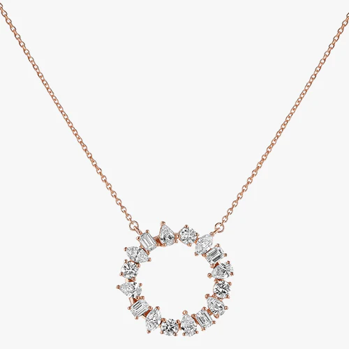 Multi Shape Diamond Circle Necklace - 14K Gold | VS Clarity Lab Grown Diamonds - Image 4