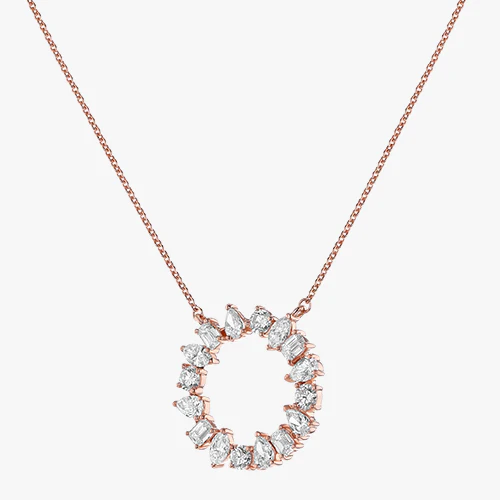 Multi Shape Diamond Circle Necklace - 14K Gold | VS Clarity Lab Grown Diamonds - Image 7