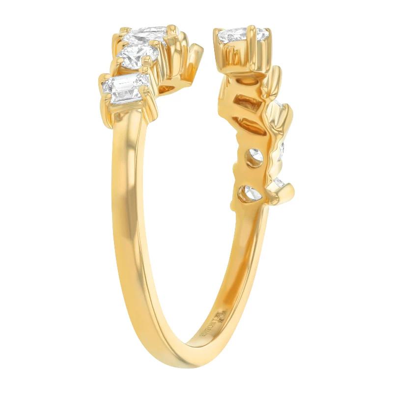 Multi Shape Diamonds Half Spiral Ring - 14K Gold | VS Clarity Lab Grown Diamonds - Image 10