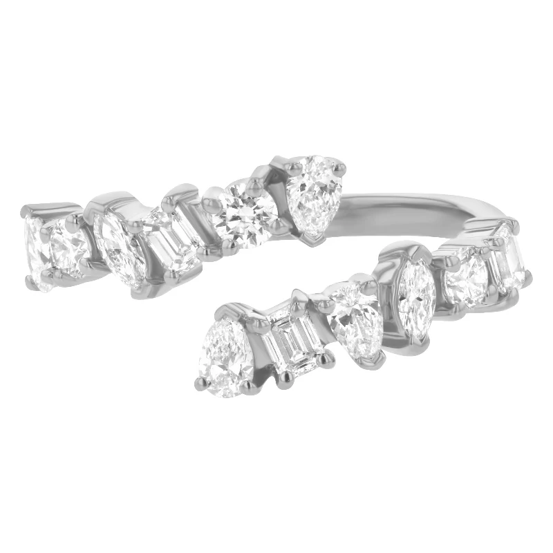 Multi Shape Diamonds Half Spiral Ring - 14K Gold | VS Clarity Lab Grown Diamonds - Image 3