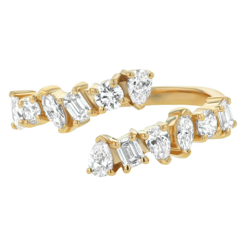 Multi Shape Diamonds Half Spiral Ring - 14K Gold | VS Clarity Lab Grown Diamonds - Image 4