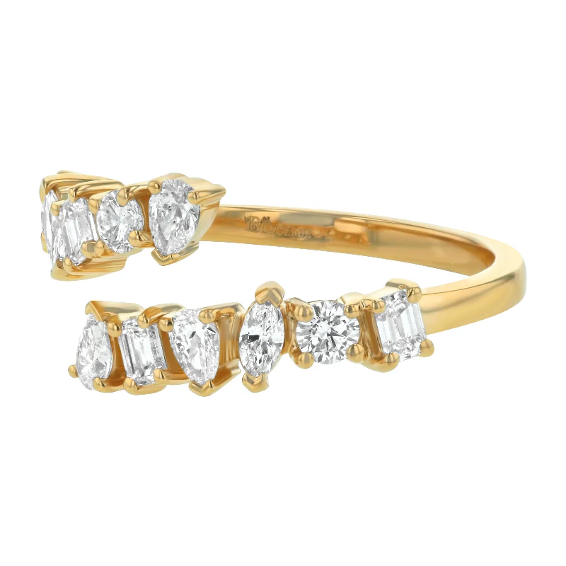 Multi Shape Diamonds Half Spiral Ring - 14K Gold | VS Clarity Lab Grown Diamonds - Image 9