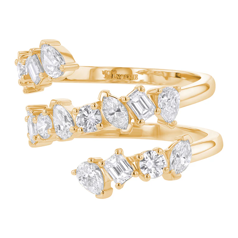 Multi Shape Diamond Spiral Ring  - 14K Gold | VS Clarity Lab Grown Diamonds - Image 3