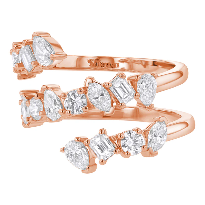 Multi Shape Diamond Spiral Ring  - 14K Gold | VS Clarity Lab Grown Diamonds - Image 4