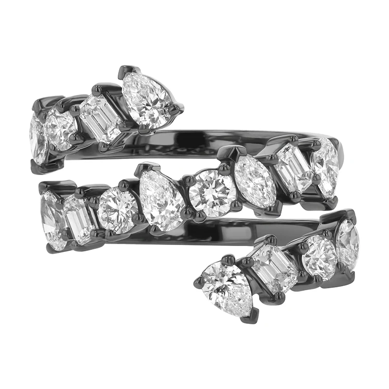 Multi Shape Diamond Spiral Ring  - 14K Gold | VS Clarity Lab Grown Diamonds - Image 5