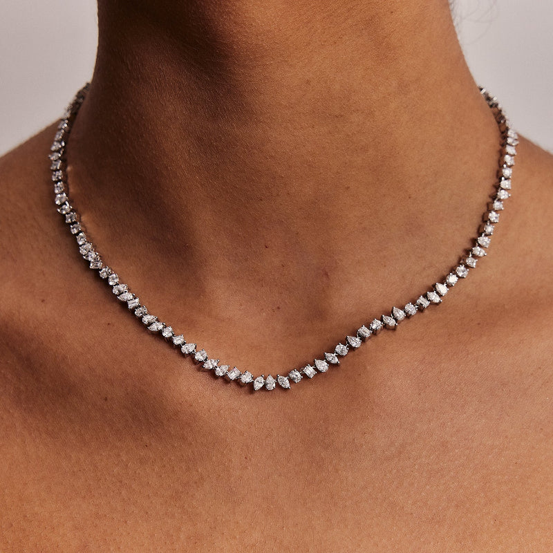 Multi Shape Diamond Tennis Necklace - 14K Gold | VS Clarity Lab Grown Diamonds - Image 4