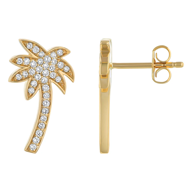 Noémie Palm Tree Diamond Earrings - 14K Gold | VS Clarity Lab Grown Diamonds - Image 5
