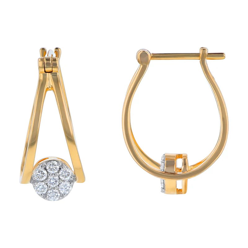 1920's Split Hoop Diamond Earrings - 18K Gold | VS Clarity - Image 3