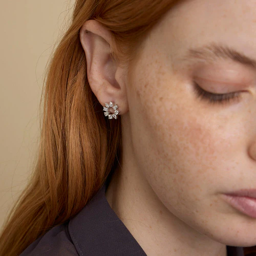 Multi Shape Diamond Circle Earrings - 18K Gold | VS Clarity - Image 6