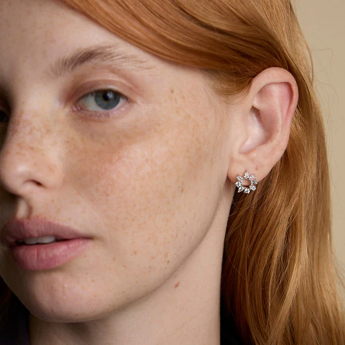 Multi Shape Diamond Circle Earrings - 18K Gold | VS Clarity - Image 7