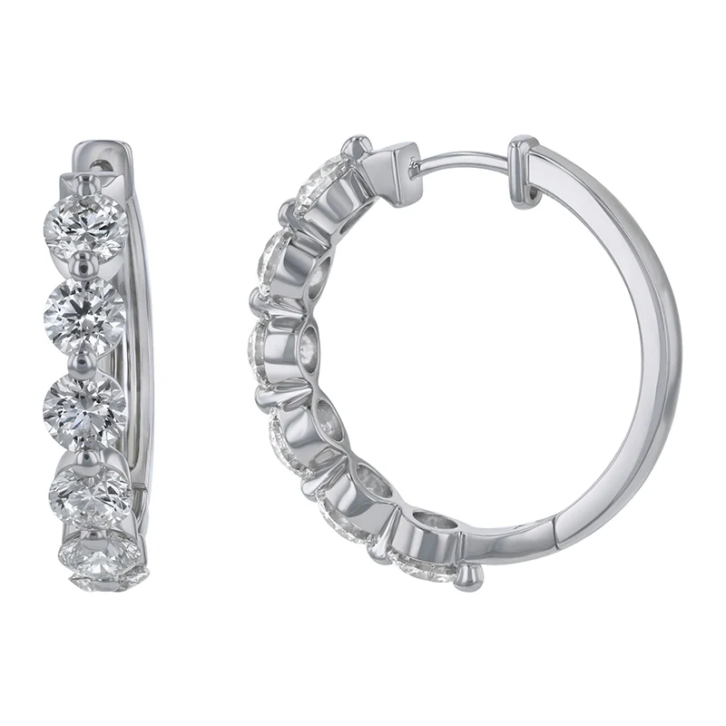 Multiple Diamond Hoops with 4 Carats - 14K Gold | VS Clarity Lab Grown Diamonds - Image 4