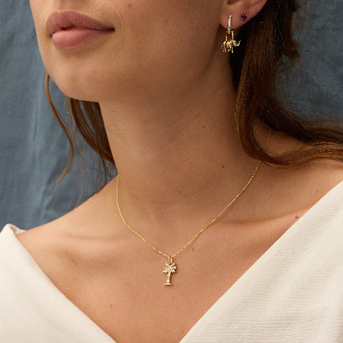 Noémie Palm Tree Diamond Necklace - 18K Gold | VS Clarity - Image 4
