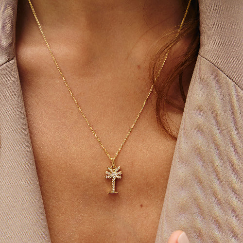 Noémie Palm Tree Diamond Necklace - 18K Gold | VS Clarity - Image 5