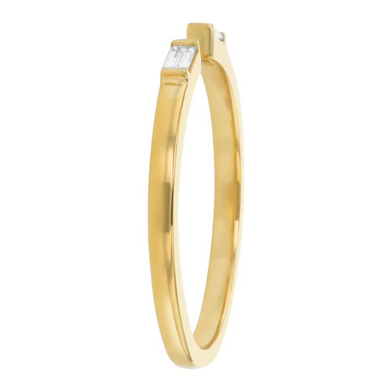 Open Band Baguette Bar Diamond Ring - 18K Gold | VS Clarity - Image 3