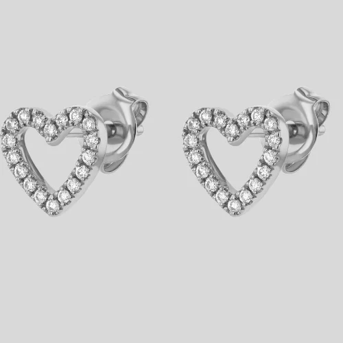 Diamond Open Heart Stud Earrings - 18K Gold | VS Clarity - Image 4