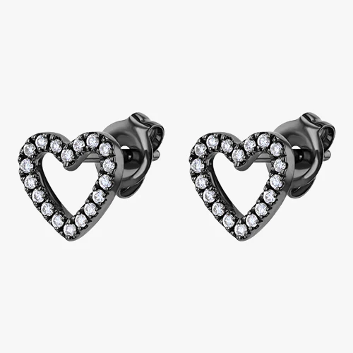Diamond Open Heart Stud Earrings - 18K Gold | VS Clarity - Image 5