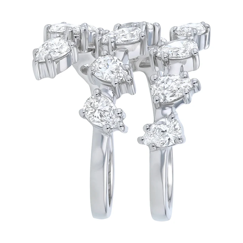 Pear Shaped Diamond Spiral Ring - Sterling Silver | VS Clarity Lab Diamonds - Image 6