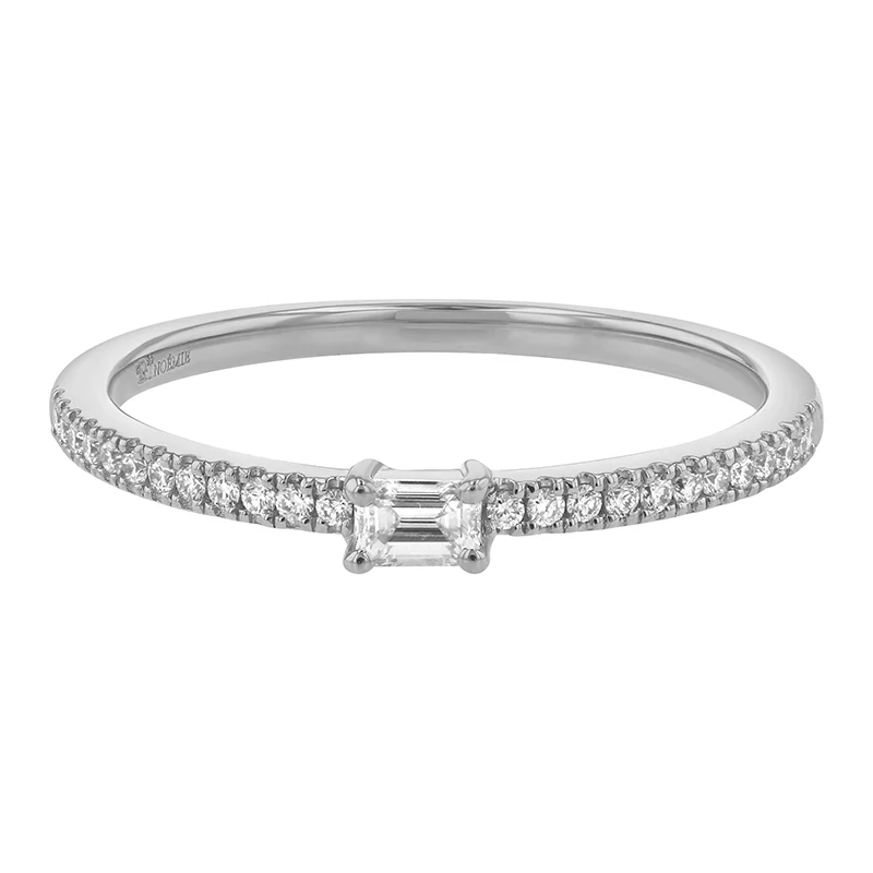 Petite Emerald Cut Diamond Ring - 18K Gold | VS Clarity - Image 3